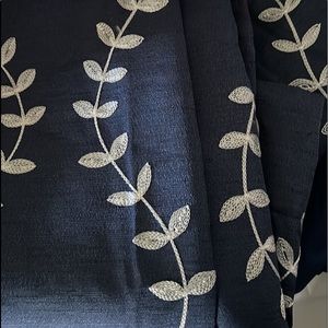 Curtains navy blue Sonoma (kohls) white vine design